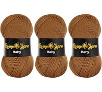 Baby Yarn #3 Light Worsted DK Anti-Pilling Acrylic Yarn for Knitting and Crochet (3 Pack, 846 Brown)
