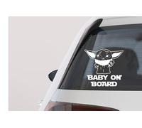 Baby Yoda 'Baby on Board' Car Vinyl Decal Sticker, Star Wars Inspired Design (Black)