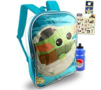 Baby Yoda Kids Backpack - Star Wars Mandalorian Backpack Bundle 15" Plus Water Bottle, Stickers, More | Baby Yoda School Backpack for Boys, Girls, Boys