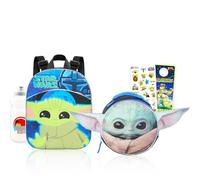 Baby Yoda Mini Backpack with Lunch Box Set for Kids - Bundle with 11" Baby Yoda School Bag, Star Wars Lunch Bag, Stickers, Water Bottle, More | Mandalorian Backpack for Boys