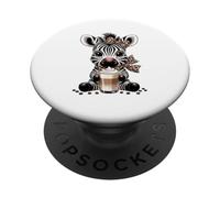 Baby Zebra Coffee Lover Cute Latte Art Vibes PopSockets Adhesive PopGrip