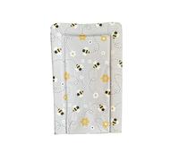 Babybase Baby Changing Mat - Padded with Raised Sides | Non-Toxic Waterproof PVC | Easy Clean | Newborn & Infant Changing Pad (Grey Bee)