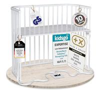 babybay Boxspring XXL Cot Made of Solid Beech Wood/Cot Bed Height Fully Adjustable and Environmentally Friendly/Growing Baby Bed (White Pain