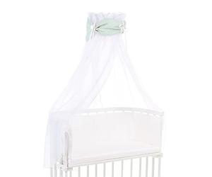 babybay Canopy Organic Cotton Royal with Bow Suitable for All Models, Mint Glitter Dots Gold