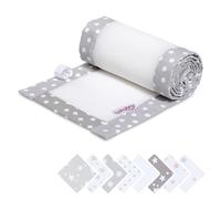 babybay Cot Bumper 3D Mesh Pique Suitable for Original Model, Pearl Grey Dots White