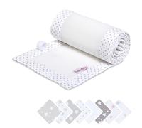 babybay Cot Bumper 3D Mesh Pique Suitable for Original Model, White Dots Pearl Grey