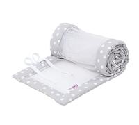 babybay Cot Bumper Mesh Piqué Suitable for Model Boxspring XXL, Pearl Grey dots White