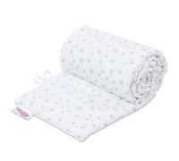 babybay Cot Bumper Piqué Suitable for Boxspring XXL White Stars Pearl Grey