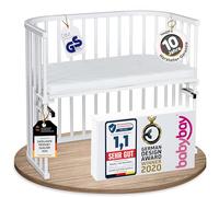 babybay Maxi Classic Soft Extra Large Cot with Mattress Made of Solid Beech Wood/Cot Height Fully Adjustable & Environmentally Friendly/Grows with Your Child (Painted White)