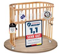 babybay Maxi Extra Large Side Bed Made of Solid Beech Wood/Children's Bed Height Fully Adjustable & Environmentally Friendly/with Mattress, Grid, Wheels (Oiled Heartbeech)