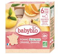 Babybio Apple Orange Banana 6 Months and + Organic 4 Flasks