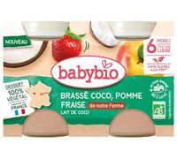 Babybio Brewed Coconut Apple Strawberry Coconut Milk 6 Months + Organic 2 Pots of 130 g