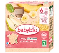 Babybio Pear Banana Millet 6 Months and + Organic 4 Gourds of 90g