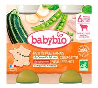 Babybio Peas Parsnips Courgette Farm Veal 6 Months and + Organic 2 x 200 g Jars