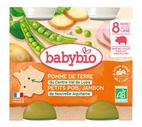 Babybio Potato Peas Ham 8 Months and + Organic 2 x 200 g Jars