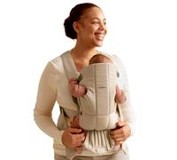 BabyBjörn Baby Carrier Mini, Woven, Beige, Infant Carrier for Newborns (0-6 Months), Soft, Ergonomic and Easy to Use