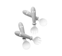 BabyBjörn Baby Spoon & Fork 4 Piece, Grey | Baby Utinsels | Toddler Utinsels | Toddler Fork & Spoon Set | Baby Silverware | Silverware for Toddler