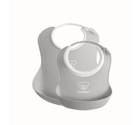 BabyBjörn Feeding Bib Set (Baby Bib + Small Baby Bib), Grey