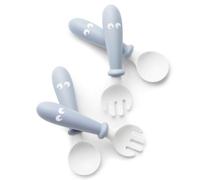 BABYBJORN Baby Spoon and Fork, 4 pcs, Powder Blue