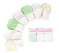 BabyBliss Anti-Scratch Unisex Baby Mittens (For babies weighing 5 to 10 lbs) - 7-Pair Set of Newborn Cotton Premie Mitts - Super Soft Baby Gloves with Laundry Bag