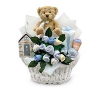 Babyblooms Bertie Bear’s New Baby Boy Gift Basket - Blue