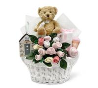 Babyblooms Bertie Bear’s New Baby Girl Gift Basket - Pink