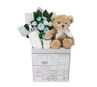 Babyblooms New Baby Welcome Hamper with Bertie Bear Soft Toy - Blue