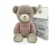 Babyblooms Personalised Frankie Bear With Knitted Jumper Gift Set - Pink