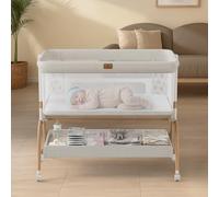BabyBond Baby Bassinet Bedside Crib, 3-in-1 Baby Bassinet Bedside Sleeper with Mattress and Soft, Breathable Sheet, Full-Mesh Sides, 6-Height Adjustable, Stable and Secure Crib for Newborns