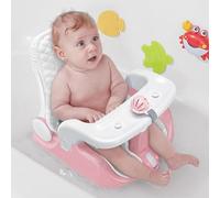 BabyBond Baby Bath Seat with Seat and Lying 2 Modes, 3 Speed Adjustment, Powerful Suction Cups, Bathtub Chair with Washable Cushion, Foldable and Suspended