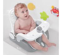 BabyBond Baby Bath Seat with Sitting & Lying 2 Modes, 3-Speed Adjustment, Powerful Suction Cups, Infant Bathtub Chair with Washable Pillow, Folding and Hanging