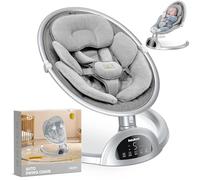 BabyBond Baby Swings for Infants, Bluetooth Infant Swing with Music Speaker, 3 Seat Positions, 5 Point Harness Belt, 5 Speeds and Remote Control - Portable Baby Swing for Indoor and Outdoor (Silver)