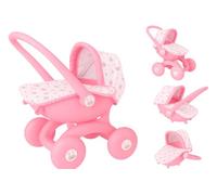 BabyBoo 4-IN-1 My First Pram Baby Doll Pushchair & Stroller Toy for Toddlers Interchangeable Pram with Carry Cot & Pushchair Perfect Role Play Toy for Boys & Girls Ages 18M+ Pink Stroller