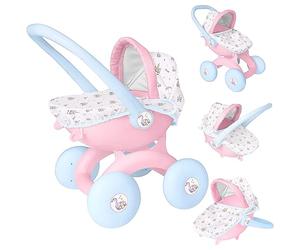 BabyBoo 4-IN-1 My First Pram | Baby Doll Pushchair & Stroller Toy for Toddlers | Interchangeable Pram with Carry Cot & Pushchair | Perfect Role Play Toy for Boys & Girls Ages 18M+