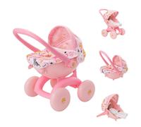 Babyboo 4 In 1 My First Pram | Jungle Print Design | Childrens Baby Doll Pushchair Buggy Stroller, Carry Cot, Baby Seat | Dolls Accessories For Kids