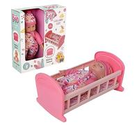 BabyBoo Jungle Pink Lullaby Doll's Cot | Rocking Crib with Doll Included | Doll Rocking Bed Furniture | Pretend Play Doll Accessories | Dolly Toys & Furniture Set for Kids | Perfect for Ages 3+