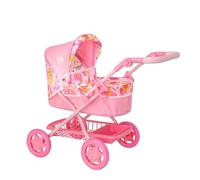 BabyBoo Junior Roamer Doll's Pram | Single Pushchair With Detachable Carry Cot | Includes Adjustable Hood & Under Seat Storage | Travel System In Pink Jungle With Adjustable Handle Height | 3+