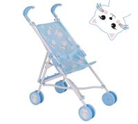 BabyBoo Single Stroller | Toy Dolls Buggy | Baby Doll Pushchair Age 2+, Ages 2+ (Blue Kittens), includes separate logo stickers for wheels