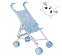 BabyBoo Single Stroller | Toy Dolls Buggy | Baby Doll Pushchair, Ages 2+ (Blue Kittens), includes separate logo stickers for wheels