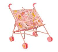 BabyBoo Twin Stroller | Childrens Double Stroller Pram In Pink Jungle | Tandem Pushchair For Childrens Baby Doll | Toy Umbrella Fold Stroller | Role Play Toy Dolls Buggy Pushchair | Ages 3+
