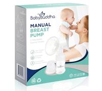 BabyBuddha Manual Breast Pump - Single Handed Nursing Pump - Cordless; No Electricity or Batteries Required - with Soft Massage Cushion for Comfort - Quiet, Lightweight, Dishwasher Safe - BPA Free
