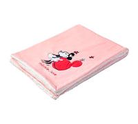 babyCalin - Disney Bi-Material Baby Blanket 75 x 100 cm - Minnie Pink/White