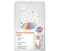 Babycurls Baby Changing Mat with Raised Foam Edges - Wipe Clean Waterproof PVC Nappy Changing Mat - Hypoallergenic Foam - UK Made Nursery Essential, Raining Hearts, 76 x 45 cm Baby Pad