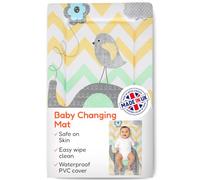 Babycurls Baby Changing Mat with Raised Foam Edges - Wipe Clean Waterproof PVC Nappy Changing Mat - Hypoallergenic Foam - UK Made Nursery Essential, Elephant Chevron, 76 x 45 cm Baby Pad