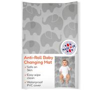 Babycurls Deluxe Anti-Roll Baby Changing Mat with Raised Curved Edges - Waterproof Wipe Clean PVC Wedge Nappy Mat for Newborns & Infants - Hypoallergenic Foam - 69 x 45 x 8cm (Elephant Love)