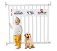BabyDan Aarhus, Covers openings between 72-78.5 cm/28.4-30.9 inches, Basic Stair Gate/Baby Gate/Safety Gate, Metal, White, Made in Denmark - (Pet Gate/Dog gate)