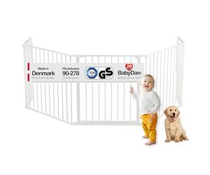 BabyDan Flex XL, 90-278 cm/35.5-109.4 inches, Hearth Gate/Stair Gate/Room Divider/Fire Surround, White, Made in Denmark - Baby Gate/Safety Gate (Pet Gate/Dog gate/Dog playpen)