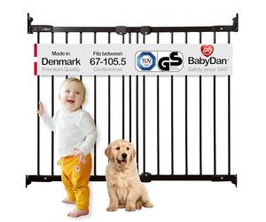 BabyDan FlexiFit, 67-105.5 cm, Extendable and Flexible Stair Gate/Baby Gate/Safety Gate, Metal, Black, Made in Denmark - (Pet Gate/Dog gate)