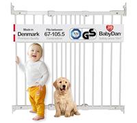 BabyDan FlexiFit, Covers openings between 67-105.5 cm/26.4-41.5 inches, Extendable and Flexible Stair Gate/Baby Gate/Safety Gate, Metal, White, Made in Denmark - (Pet Gate/Dog gate)