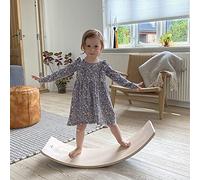 BabyDan FSC Grade Birchwood Balance, Yoga, Wobble, Curvy, Rocker, Seesaw Board. Non Slip/Scratch Base. Children Age 3+,Birch wood,one size